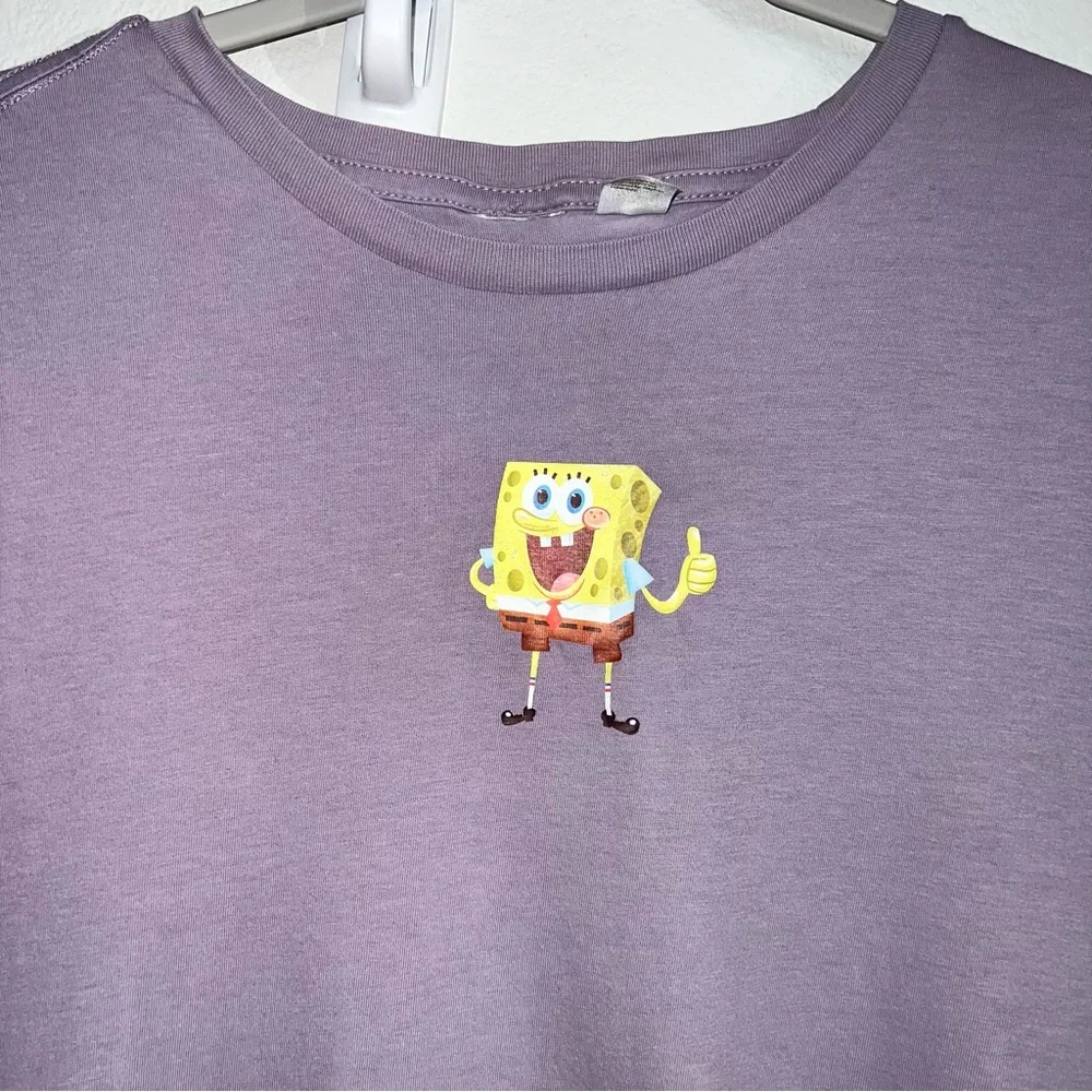 SpongeBob SquarePants Graphic T-Shirt Adult Size XL Purple Crew Neck Nickelodeon